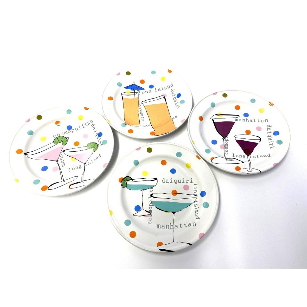 Rosanna Cocktail Party Appetizer Plates Set Of 4 Hors D'oeuvres Cosmos Manhattan